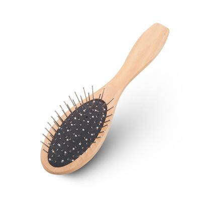 China Nondisposable Portable Needle Pad Stainless Steel Hair Wig Brush Personized Hair Extension Wooden Wig Brush for sale