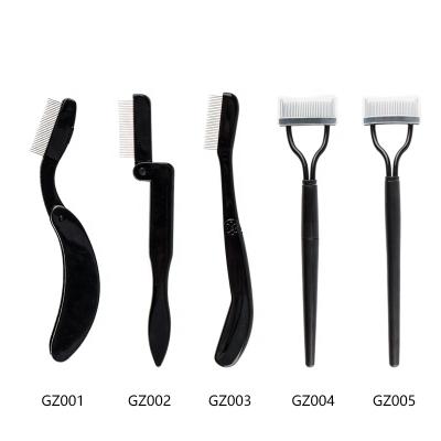 China Factory Direct Selling Plastic Eyelash Brush Edge Brush Stainless Steel Foldable Eyebrow Comb With Plastic Handle for sale