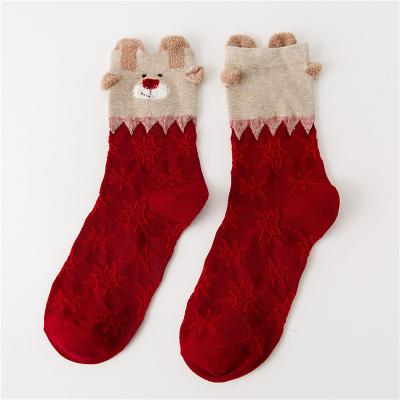 China New Design Custom Printing Crew Cotton Christmas Socks Antibacterial for sale