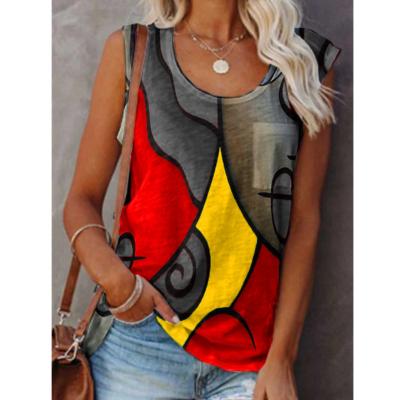 China Plus Size Summer Women's T-shirt Casual Color Matching Women's Sleeveless Vest Top Plus Size Tank Tops for sale