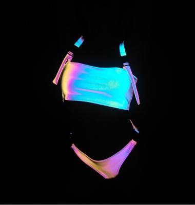 China American Style 2 Piece Breathable Bright Holographic Women's Bathing Bikini for sale