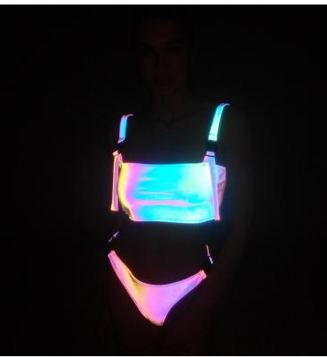 China American Party Style Bright Holographic Women's Breathable Swim Bikini Set for sale