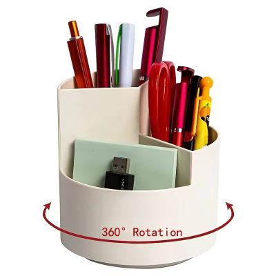 China 360 Degree Rotating Ruler Viable Pen Storage Box Desktop Cosmetic Makeup Brush Stationery Brushes Organizer Lipstick Hold for sale