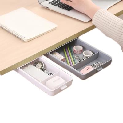 China Movable Bathroom Small Drawer Can Stick Under Desk Receive Hidden Type Desktop Plastic Receive Storage Basket Rack for sale