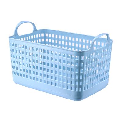 China Solid Color Collapsible Sundries Storage Hollow Office Basket Solid Color Organizing Bin With Handle Bathroom Kitchen Living Room for sale