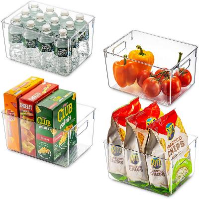 China Viable Clear Organizer Fridge Bins For Essentials Food Toiletries Makeup Stabilized Supplies Home Kitchen Storage Box for sale