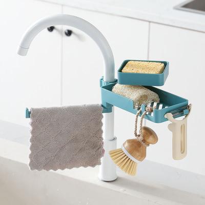 China Kitchen Supplies Storage Rack Sink Sponge Rack Sustainable Drain Rack 3 Materials In 1 Multi Layers Faucet Rack Rotating Rack Cloth Shelf for sale