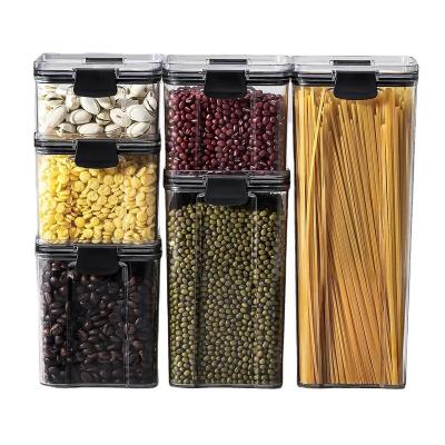 China Freshness Keep Food Storage Kitchen Container Cereal Dispenser Plastic Bulk Box Jars Kitchen Organizers For Pantry Organizer Jars With Lid for sale