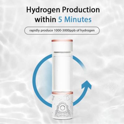 China Rechargeable Portable Glass Hydrogen Water Bottle Generator Alkaline Water Bottle for sale