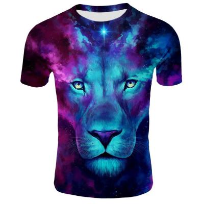 China Anti-wrinkle 3d printing lion t-shirt white hip hop boys/girls lion earrings men's/women's loose t-shirt t-shirt for sale