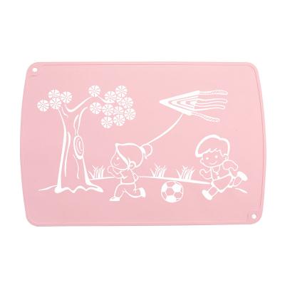 China Large Size Mat Stocked Silicone Dinner Table Mat Cartoon Pattern Consumption Thickened Edge Place Mat for sale