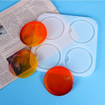 China 4 Pieces Viable Round Silicone Resin Mold DIY Coaster Mold Making Clay Mold For Homemade for sale