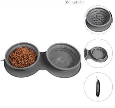 China Pet Travel Sustainable Portable Silicone Dog Rolls With Slow Bowl Food Water Feeding Dogs For Small Medium Large Size Pets for sale