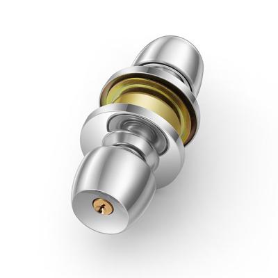 China 304 Stainless Steel 5831 Stainless Steel Beech Wood Gold Color Door Knob Lock Cylindrical Door Lock for Bedroom Washroom for sale