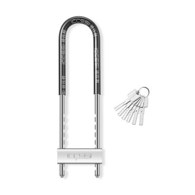 China Anti - Riot Interior Door Lock Handle 304 Stainless Steel Glass U Shaped Door Handles With Lock for sale