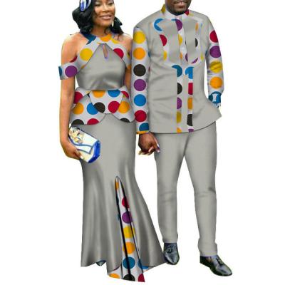 China African Ethnic Ankara Women's Patterns Cotton Couples Dresses and Men's Shirt Suits Bestselling for sale