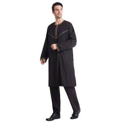 China Arab Mens Thobe Thobe Kaftan Jubba Thawb Mens Polyester Design Islamic Clothing Most Popular Mens Islamic Clothing for sale