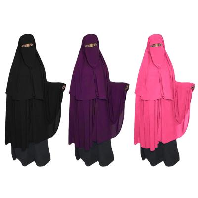 China Formal Khimar Hijab Ethnic Jilbab Clothing Customize Muslim Niqab Pray Hijab 2Pieces Women Prayer Hijab Dress Ethnic Clothing for sale