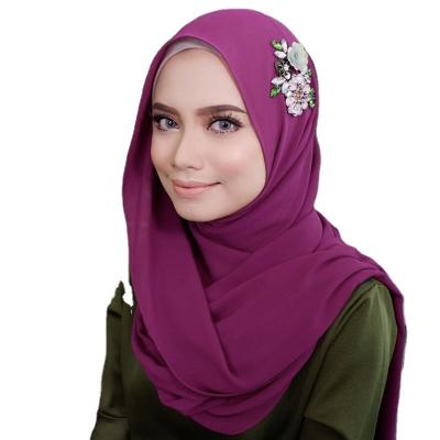 China Polyester Turkish Islamic Hijab Wholesale Shawls Floral Chiffon for sale