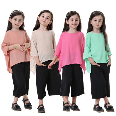 China 2022 New Listing High Quality Polyester Kids Muslim Girl Little Girl's Wide-legged Pants Set Kids Muslim Dress for sale