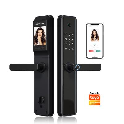 China YES Tediton Security Big Cat Eyes Camera View Electric Digital Door Tuya Wifi Fingerprint Smart Door Lock for sale