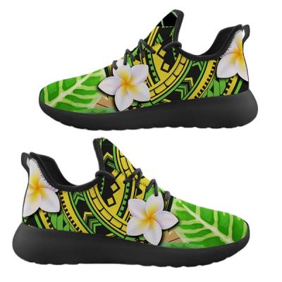 China Hot Sale Frangipani Fashion Trend Polynesian Traditional Tribal Mesh Breathable Pattern Ultra Light And Durable Ladies Sneakers for sale