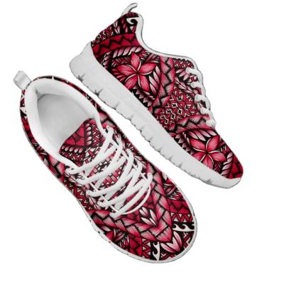 China Frangipani 2021 Fashion Hot Style Polynesian Flat Women's Shoes With Spiral Breathable Non-slip Sneakers Ladies Pattern Running Shoes for sale