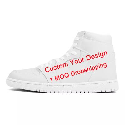 China Custom 2021 fashion trend custom logo leather high top walking sneakers pattern custom made wholesale made in china for sale