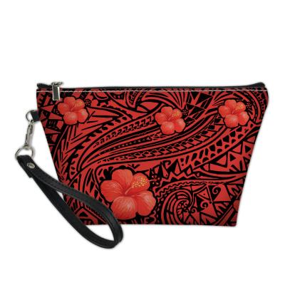 China Hot Selling Fashoion Style Polynesia Hawaiian Ladies Print Cosmetic Bag With Optional Color Ladies Travel Cosmetic Bag Factory Direct Sales for sale