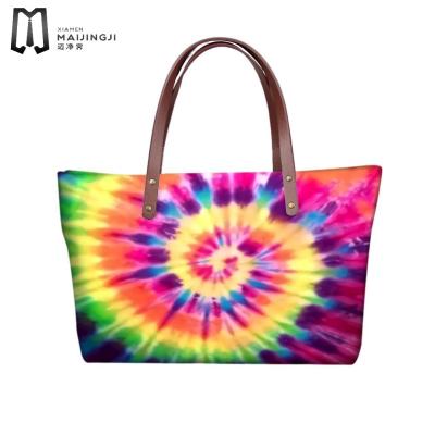 China 2021 fashion wholesale popular hot sale tie-dye print handbag ladies messenger bag fashion custom logo fabric waterproof handbag for sale