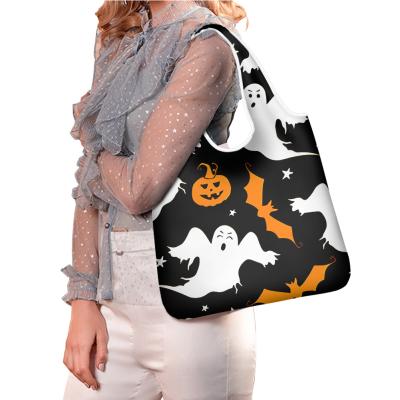 China High Quality Cute Reusable Halloween Cartoon Ghost Pumpkin Bat Starred Shopping Bag Halloween Candy Lady Bag Bag for sale