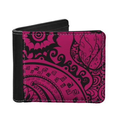 China Waterproof Sublimation PU Leather Wallet Men Polynesian Hawaiian Patterns Tattoos Minimalist Slim Wallet Pocket Bifold Wallet With Money for sale