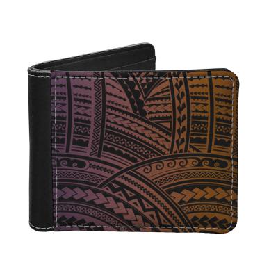 China Custom Design Hawaiian Tribal Polynesian Brown Wallet Waterproof Men's Tattoo Bifold Wallet Tattoo With Card Slot Wholesale for sale