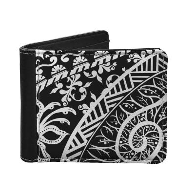 China New Design Waterproof Polynesian Tattoo Pattern Men's Wallet Leather Men's Bifold Wallet With 4 ID Window Customization for sale