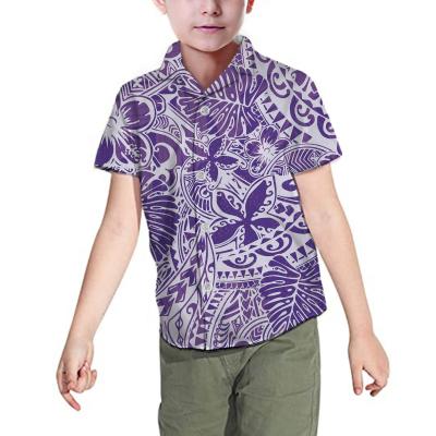 China Boys Summer Breathable Hot-selling Samoa Polynesia Shirt Striped Floral Print T-shirt, Can Be Customized And Wholesale for sale