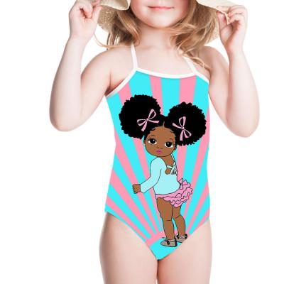 China New Girls Swimwear African Cartoon Girl Swimwear 2-8 Years Cute Children's One Piece Breathable Halter Beachwear Wholesale for sale