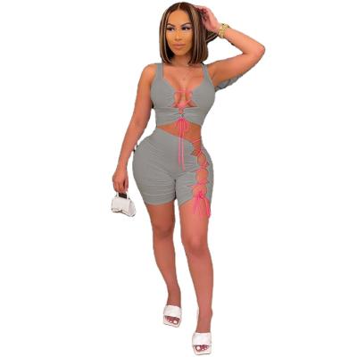 China 2021 summer clothing QUICK-DRY bandages, two fashionable shorts and hip-boosting suits, two-piece female plus size suits, for sale