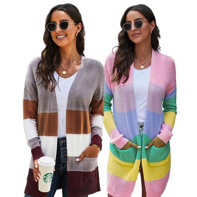 China 2021 Anti-wrinkle young girl vitality outerwear wholesale winter women's cardigan sweater color oversized knitted cardigan long for sale