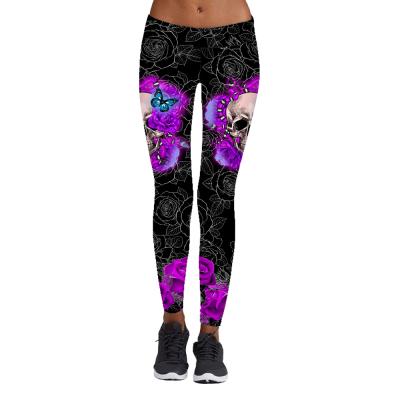 China 2021 new breathable purple leggings and halloween skull leggings girls winter yoga pants wholesale for sale