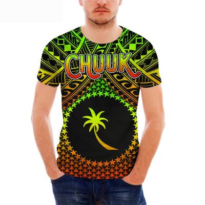 China QUICK DRY Shirt Mens Chuuk Flag Micronesia Stripe Printing Shirt High Quality O-neck Plus Size T-shirt Can Be Customized Production for sale