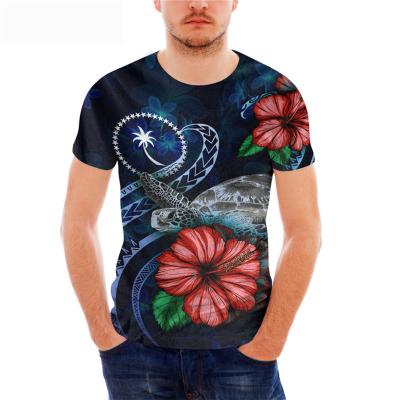 China QUICK DRY Mens Shirts Slim Fit Chuuk Hibiscus Flower Turtle Print Casual Short Sleeve Mens Shirts Flag Plus Size Custom Mens Shirts for sale