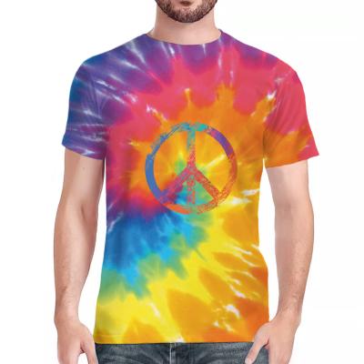 China 2021 Men's T-shirt mandala peace QUICK DRY tie-dye print men's t-shirt casual wholesale plus size o-neck men's short sleeve t-shirt for sale