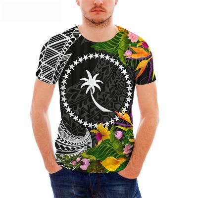 China 2021 QUICK DRY Chuuk Micronesia Floral Print Short Sleeve Men's T-shirt Wholesale Hot Selling Casual T-shirt Men's XL Flag for sale