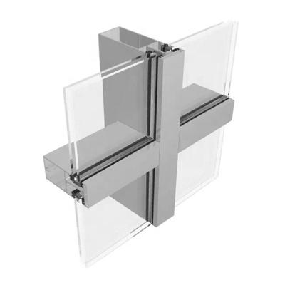 China Malaysia aluminum extruded aluminum glass aluminum frameless curtain wall profiles extrusion curtain wall for sale