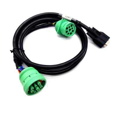 China Multi-car makes 9pin J1939 type - 2 plug to HDB15 and receptacle Y cable, ELD cable, GPS tracker truck cable for sale