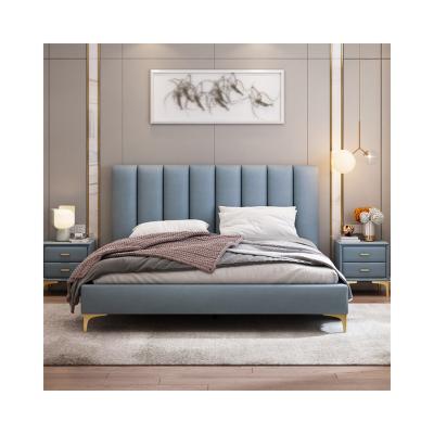 China Latest Trends Durable Farmhouse Bedroom Bed Frame King Size Leather Bed Room Furniture for sale