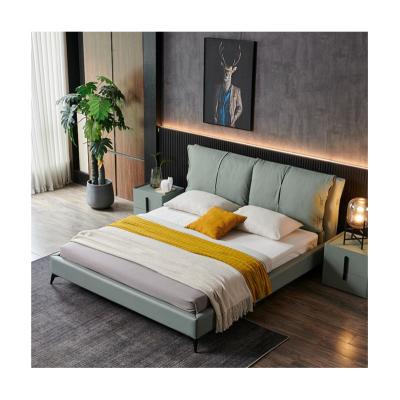 China Modern Design Bed Durable High Quality Bedroom Furniture Nordic Single Tufted Leather Upholstered Bed for sale