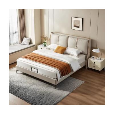 China Durable Professional European Home Bedroom Furniture Modern Style Leather Double Bed for sale