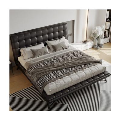 China Durable OEM&ODM Sustainable Lined Comfortable Leather Platform Bed Bedroom Leather Platform For Villa Home for sale