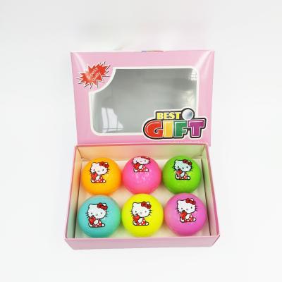 China High Quality Cartoon Golf Ball 2 Color Layers Pattern Golf Balls Hello Kitty Funny Golf Ball Golf Balls for sale